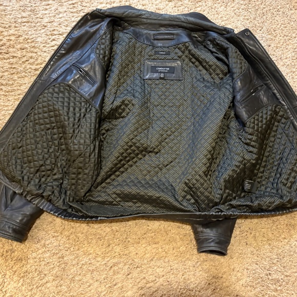 Clairborne Lamb Black Leather Bomber Jacket Men's L - Picture 15 of 16